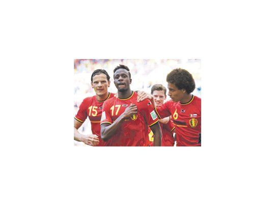 El juvenil  Divock Origi y su festejo. El empate sin goles parecía decretado cuando marcó el único gol del partido. Bélgica no convence pero gana y ya está clasificado para octavos de final.