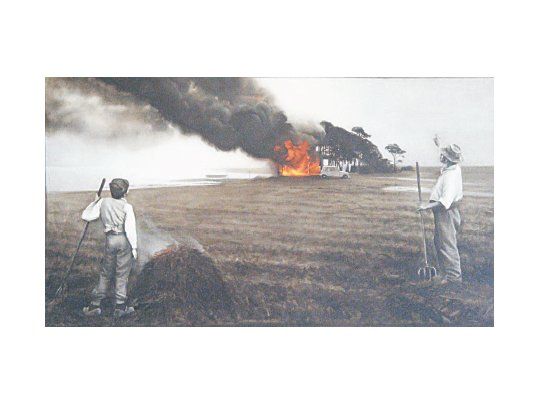 Una de las obras de la serie “Sacrificio”, que inspirado en la escena final del film homónimo de Andrei Tarkovski, realizó José Marchi, una rara avis en el actual panorama del arte.