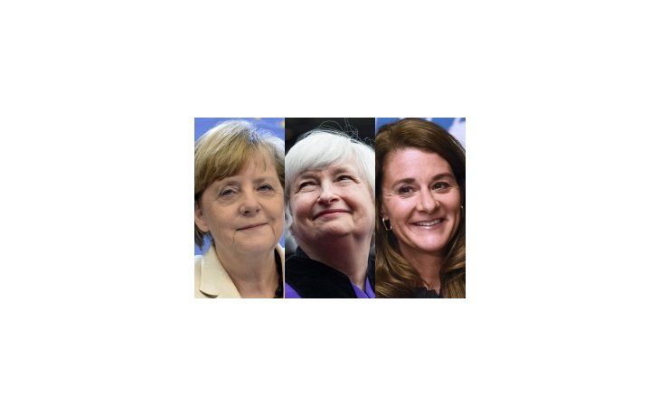 Angela Merkel (1º), Janet Yellen (2º) y Melinda Gates (3º).