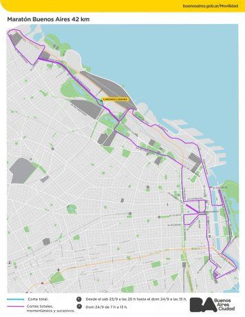 Cortes por la Maratón 42K de Buenos Aires. Cortes por la Maratón 42K de Buenos Aires.