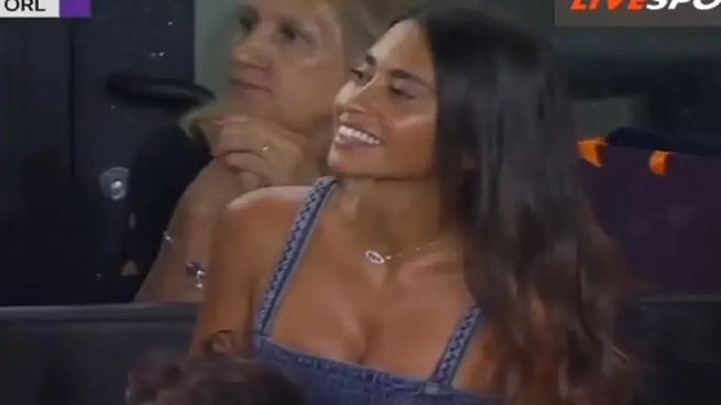 El festejo de Antonella por el golazo de Messi.&nbsp;