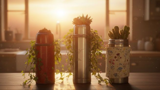 Un termo en desuso puede convertirse en una maceta original y sustentable.