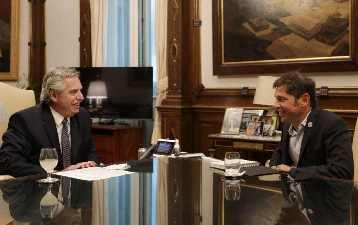 Alberto Fernández y Axel Kicillof en Casa Rosada.