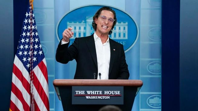El actor Matthew McConaughey en la Casa Blanca.