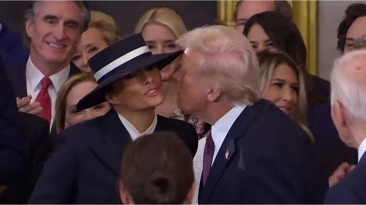 Donald Trump’s “no kiss” to Melania at the presidential inauguration ceremony in the US