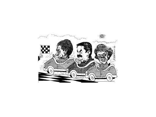 Eduardo Duhalde, Felipe Solá e Hilda Chiche Duhalde.