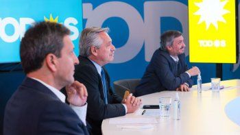 Alberto Fernández, Máximo Kirchner y Sergio Massa.