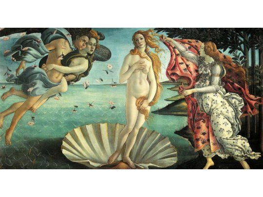 El Nacimiento de Venus, Sandro Boticelli, 1484. Retrata a la diosa del amor que le dio nombre al planeta y a nuestro venerado día viernes.