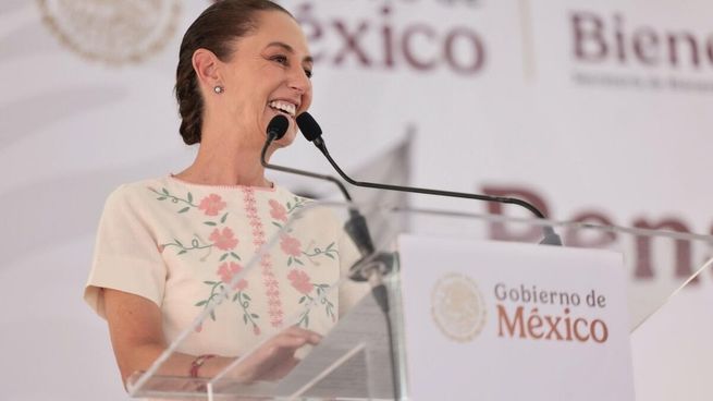 La mandataria mexicana en pleno acto.&nbsp;