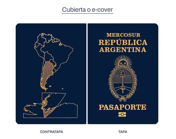 La nueva tapa y contratapa del pasaporte.