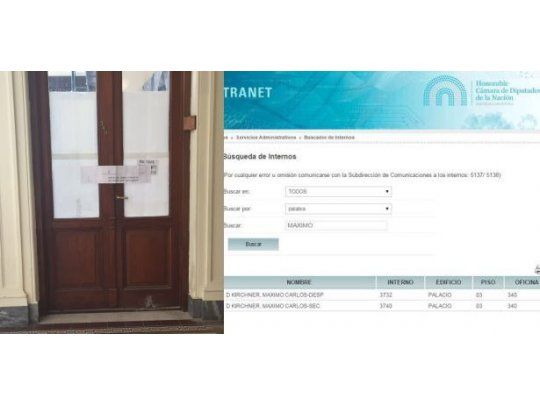 El despacho había sido asignado oficialmente al diputado Máximo Kirchner.