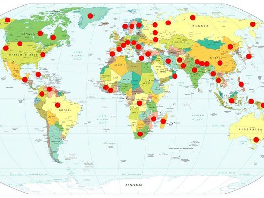 El mapa muestra la ubicaci&oacute;n de las mayores reservas de olivina.