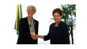 La presidenta de Brasil, Dilma Rousseff, junto a la directora del FMI, Christine Lagarde.