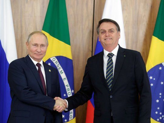 Vladimir Putin y Jair Bolsonaro, lideres de Rusia y Brasil respectivamente.