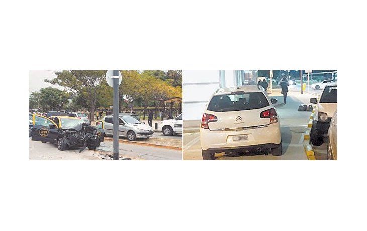 Autos mal estacionados, ocupando lugar en la vereda o bloqueando rampas, son parte de la postal diaria de Ciudad Universitaria. El fin de semana, además, un taxi se llevó por delante un poste.