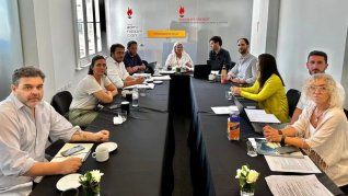 Elisa Carrió con dirigentes de la Coalición Cívica.