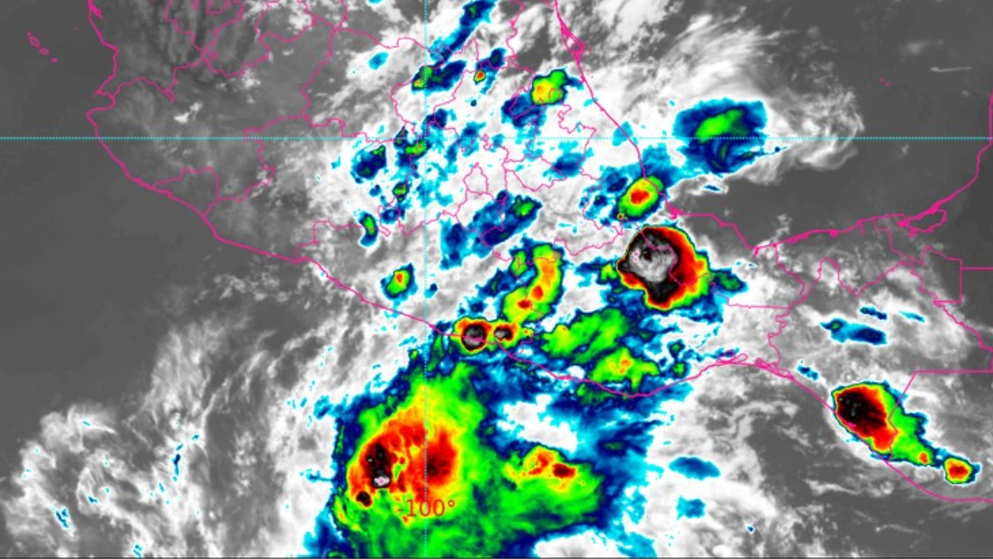 La zona de baja presión al sur de Acapulco que se transformará en ciclón Alvin.