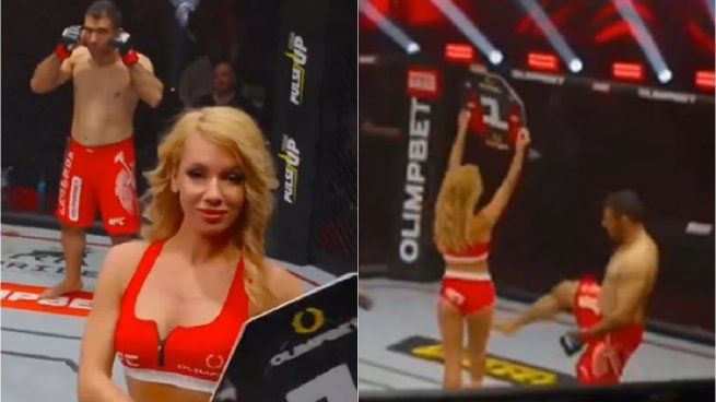 El peleador de MMA Ali Heibati agredió a la ring girl antes de su combate