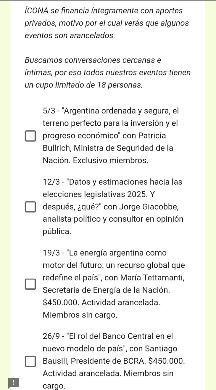 Guía de eventos planificados por Ícona que cobra por Guía de eventos planificados por Ícona que cobra por