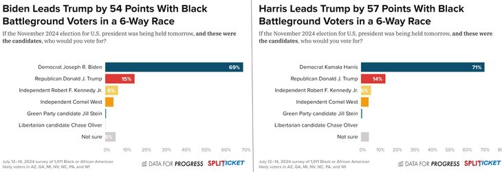 La vicepresidente Harris apenas consigue unos pocos votos más que Joe Biden entre el electorado negro, de los estados que definirán quien será el próximo presidente de los EE.UU.