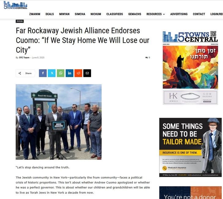 El “establishment” judío se ha abroquelado en torno a Cuomo, para que no gane Mamdani, o que definen como una catástrofe. El “establishment” judío se ha abroquelado en torno a Cuomo, para que no gane Mamdani, o que definen como una catástrofe.