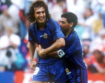 Diego Maradona y Gabriel Batistuta, juntos, en el Mundial Estados Unidos 94.