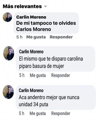 Las amenazas de Carlos Moreno para Carolina Píparo.