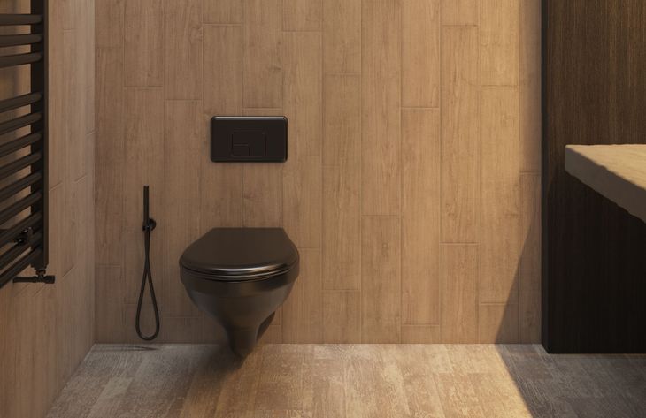 La madera, el microcemento y la grifería permiten lograr un estilo moderno y equilibrado. La madera, el microcemento y la grifería permiten lograr un estilo moderno y equilibrado.