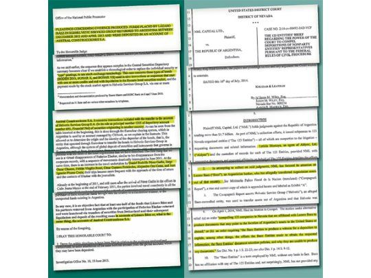 La embestida del fondo buitre Elliott contra Lázaro Báez comenzó con una presentación del 19 de junio de 2013 ante la fiscalía general de los Estados Unidos para que investigue las sociedades en las que estaría involucrado el empresario y en las que habría relación, según Elliott,  con fondos  públicos.