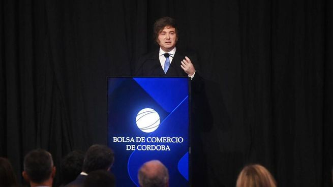 Javier Milei habló este lunes en la apertura de la Bolsa de Comercio de Córdoba.&nbsp;