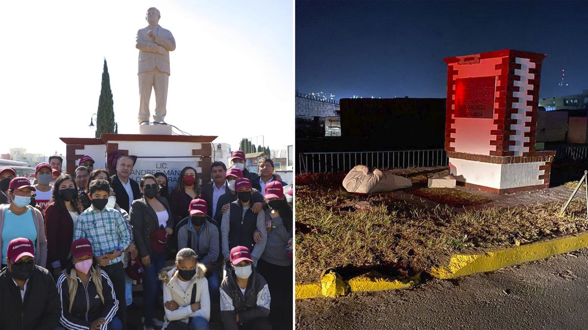 They demolish a statue of López Obrador 48 hours after inaugurating it