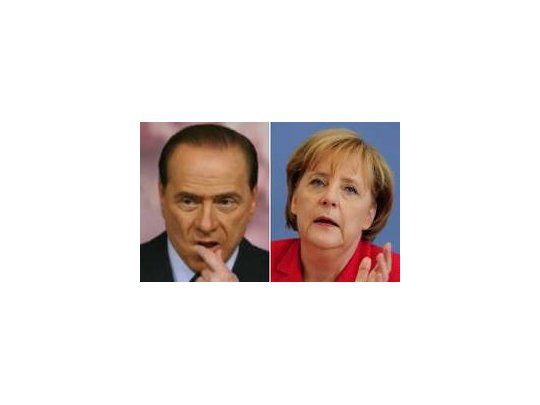 El premier italiano y la canciller alemana.
