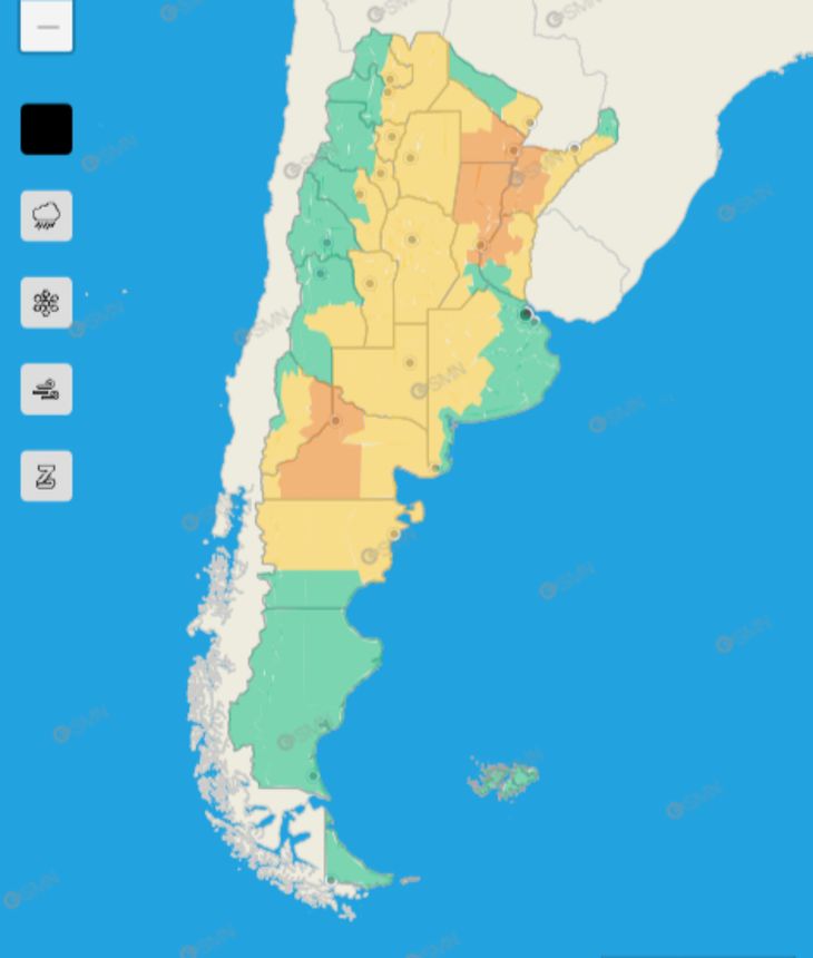 Varias provincias del centro y norte del país están bajo alerta amarilla y naranja por fenómenos severos. Varias provincias del centro y norte del país están bajo alerta amarilla y naranja por fenómenos severos.