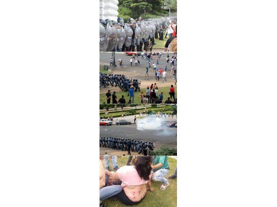 Al menos tres hombres y una mujer resultaron heridos con balas de goma durante la protesta de despedidos frente la Municipalidad de La Plata.