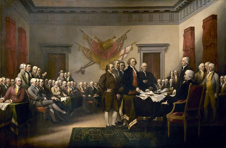 Representative image of the Declaration of Independence of the United States in 1776 Representative image of the Declaration of Independence of the United States in 1776