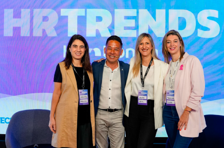 Mercedes Bernardi, Client Development Sr. Manager of Mercer with Fer Niizawa, Fer Niizawa, Global Chief of Public Affairs Officer of PDA HRTech, Laura Leszman, CEO and founder of BeX and Sabrina Martins, Director of Human Resources at Alsea South America. Mercedes Bernardi, Client Development Sr. Manager of Mercer with Fer Niizawa, Fer Niizawa, Global Chief of Public Affairs Officer of PDA HRTech, Laura Leszman, CEO and founder of BeX and Sabrina Martins, Director of Human Resources at Alsea South America.