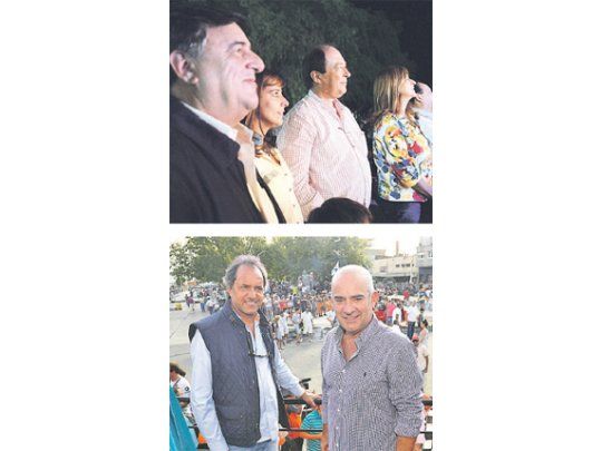 Los radicales Mario Negri y Ernesto Sanz en la Fiesta del Cabrito en Córdoba. Daniel Scioli partió a Balcarce para cumbre automovilista.