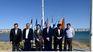 The six governors of the Patagonian League, during the summit in Puerto Madryn