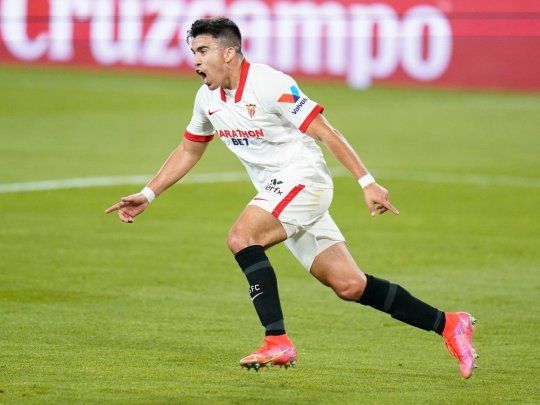Marcos Acuña salió lesionado de Sevilla y es duda para los partidos de la selección argentina en Eliminatorias.
