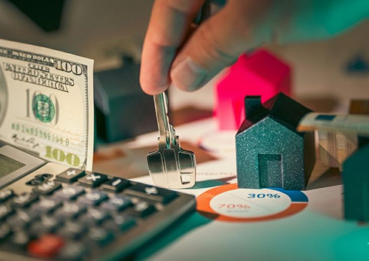 Una llave que simboliza el acceso a una vivienda premium, junto a una casa de alta gama y dólares, reflejan el nuevo modelo de copropiedad que reduce la inversión inicial Una llave que simboliza el acceso a una vivienda premium, junto a una casa de alta gama y dólares, reflejan el nuevo modelo de copropiedad que reduce la inversión inicial