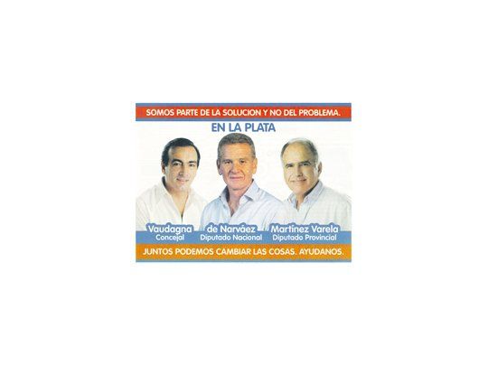 El aviso denunciado ante la Justicia electoral por Unión-PRO, donde Francisco de Narváez aparece en un fotomontaje junto a candidatos del Partido para la Acción Solidaria Independiente Bonaerense (Pasib).