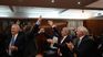 President Milei and the economic team celebrating the results of the first day without stocks. President Milei and the economic team celebrating the results of the first day without stocks.