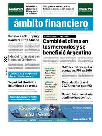 Tapa Edicion Impresa del 2018-12-04