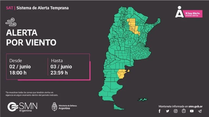 Alerta por fuertes vientos del SMN. Alerta por fuertes vientos del SMN.
