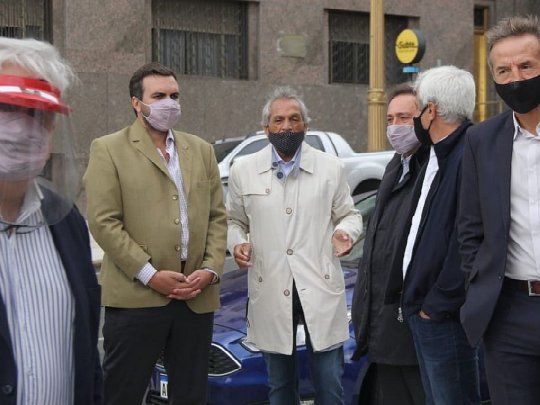 Los sindicalistas de la CGT Jorge Sola, José Luis Lingeri, Roberto Fernández y Julio Piumato.