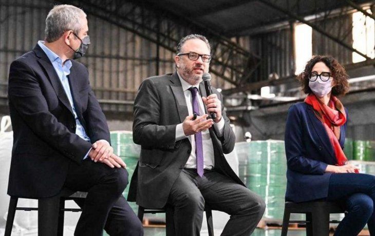 Jorge Ferraresi, Matías Kulfas y Cecilia Todesca en la presentación del plan de Desarrollo Productivo Verde.&nbsp;