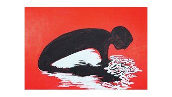 Una de las obras de «Dibujos-Pintura 2011», la muestra de Rómulo Macció que se exhibe en el Centro Cultural Borges.