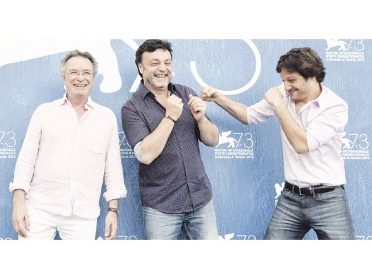 Mostra. Oscar Martínez, Marcos Carnevale y Rodrigo de la Serna en la presentación de “Inseparables”.