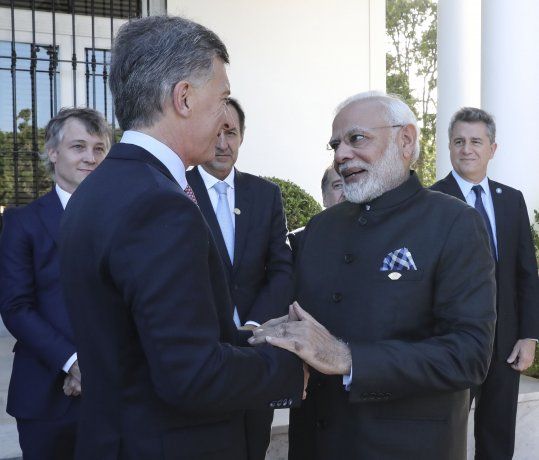 Mauricio Macri y el primer ministro de la República de la India, Narendra Modi.