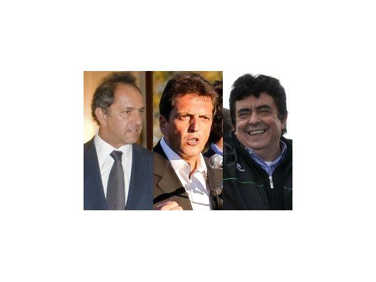 Daniel Scioli, Sergio Massa y Fernando Espinoza.